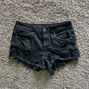Black Distressed American Eagle Denim Shorts